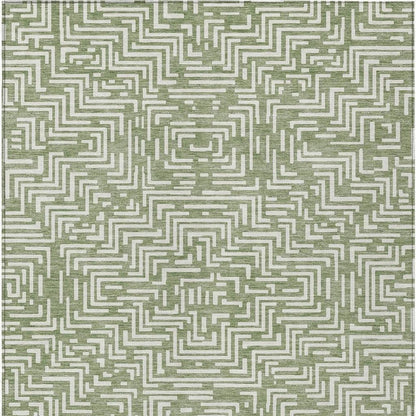 8' X 10' Fern Green And Copper Geometric Washable Indoor Outdoor Area Rug HomeRoots
