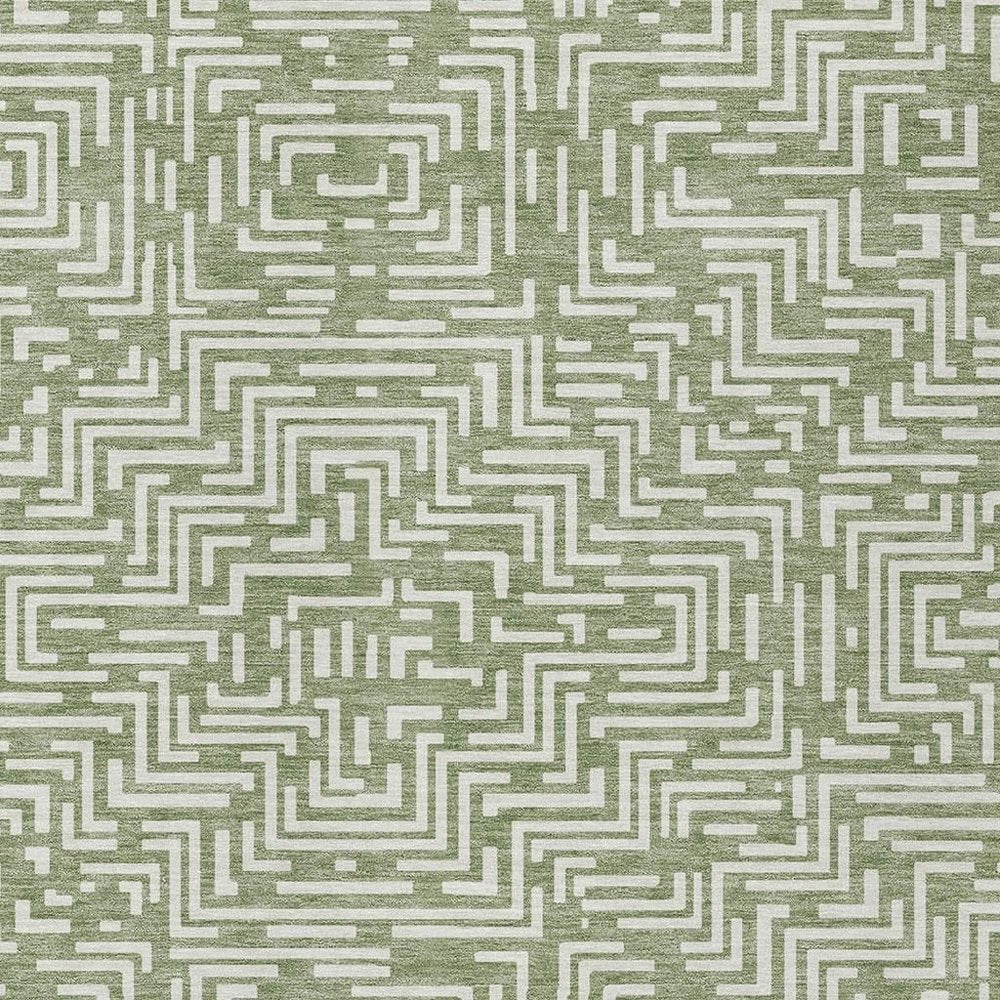 9' X 12' Fern Green And Copper Geometric Washable Indoor Outdoor Area Rug HomeRoots