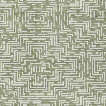 9' X 12' Fern Green And Copper Geometric Washable Indoor Outdoor Area Rug HomeRoots