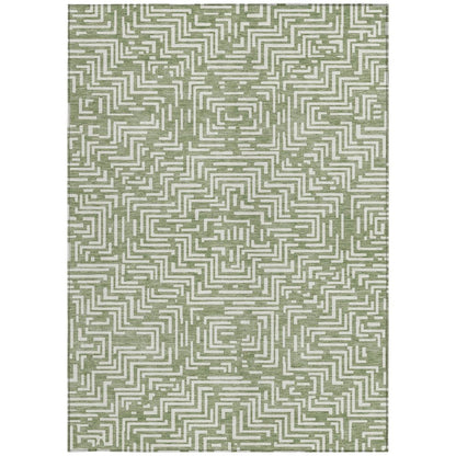 10' X 14' Fern Green And Copper Geometric Washable Indoor Outdoor Area Rug HomeRoots