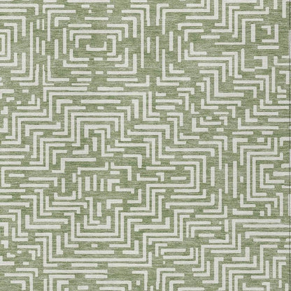10' X 14' Fern Green And Copper Geometric Washable Indoor Outdoor Area Rug HomeRoots