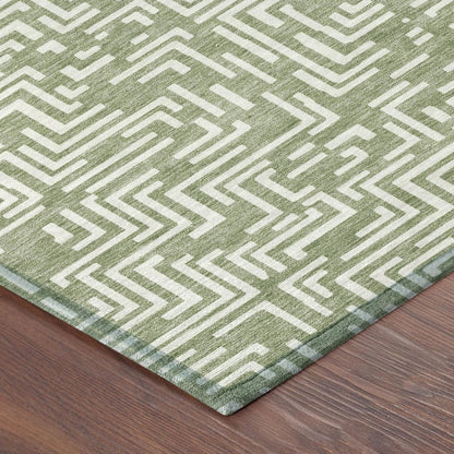 10' X 14' Fern Green And Copper Geometric Washable Indoor Outdoor Area Rug HomeRoots