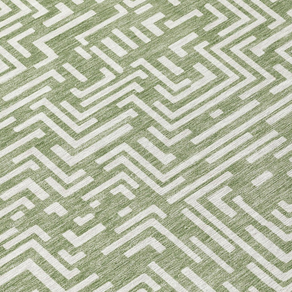 10' X 14' Fern Green And Copper Geometric Washable Indoor Outdoor Area Rug — view 3