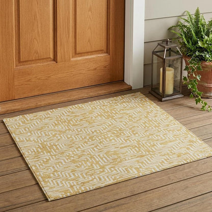 3' X 5' Gold And Brown Geometric Washable Indoor Outdoor Area Rug HomeRoots