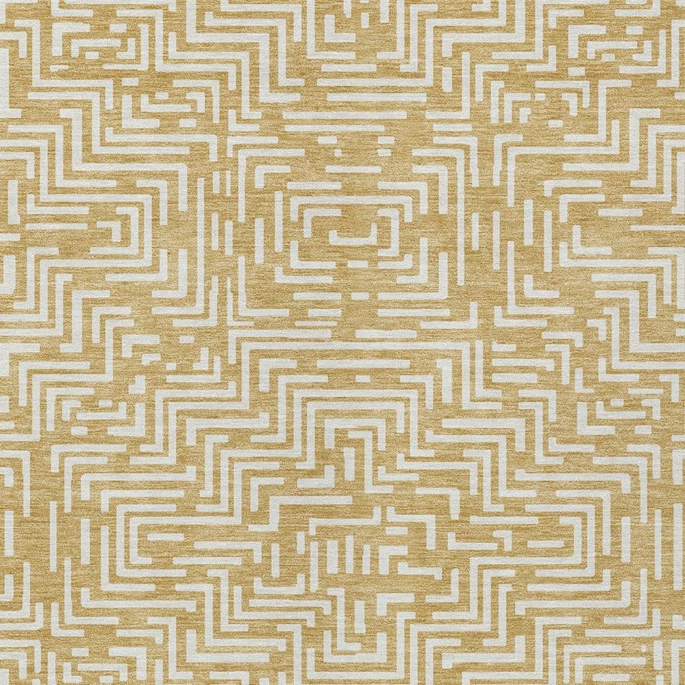 8' X 10' Gold And Brown Geometric Washable Indoor Outdoor Area Rug HomeRoots
