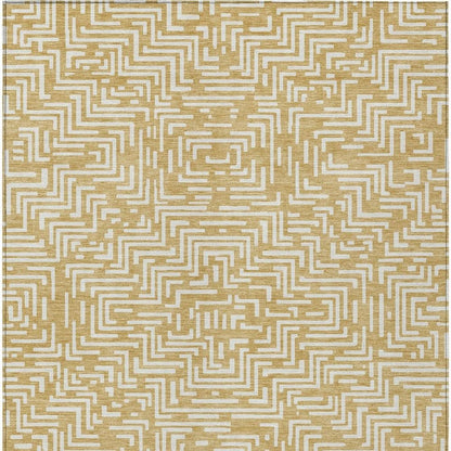 8' X 10' Gold And Brown Geometric Washable Indoor Outdoor Area Rug HomeRoots