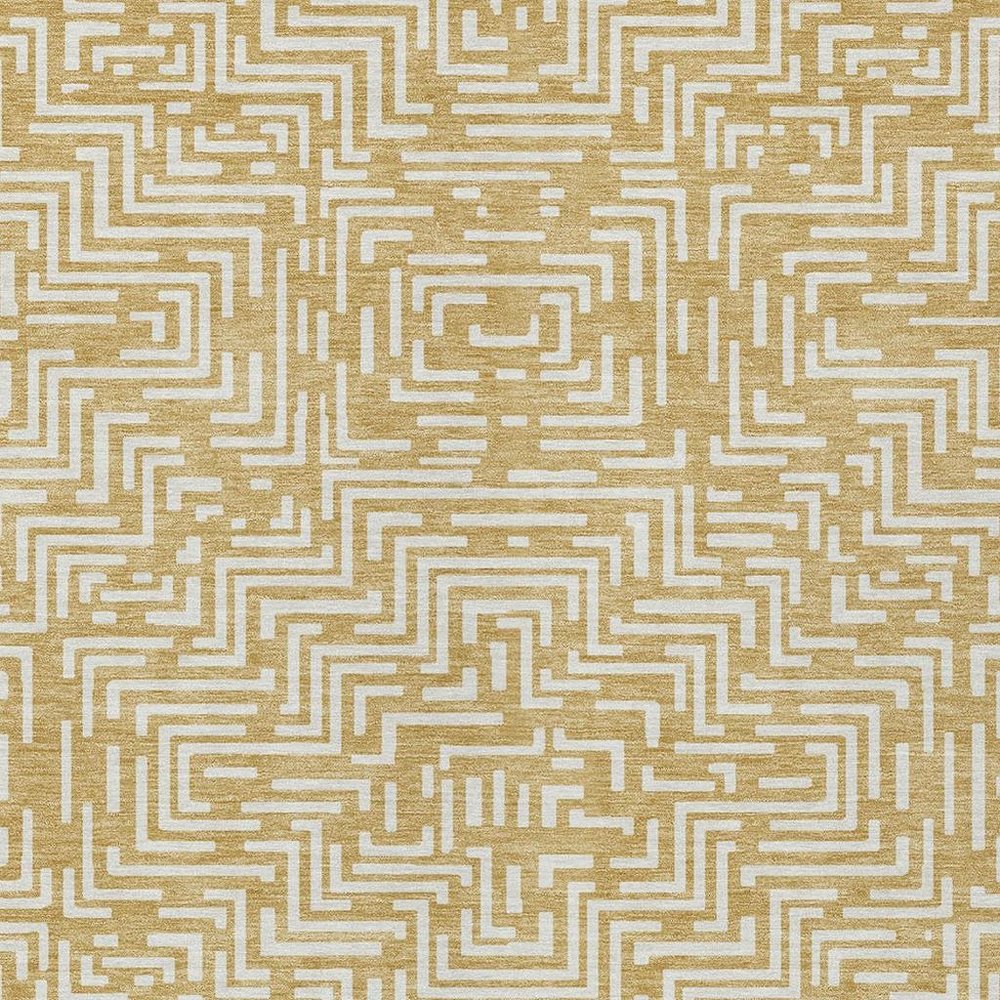 8' X 10' Gold And Brown Geometric Washable Indoor Outdoor Area Rug HomeRoots
