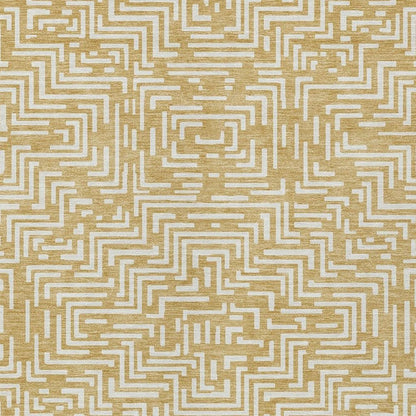 8' X 10' Gold And Brown Geometric Washable Indoor Outdoor Area Rug HomeRoots
