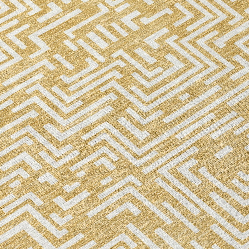 8' X 10' Gold And Brown Geometric Washable Indoor Outdoor Area Rug — view 3