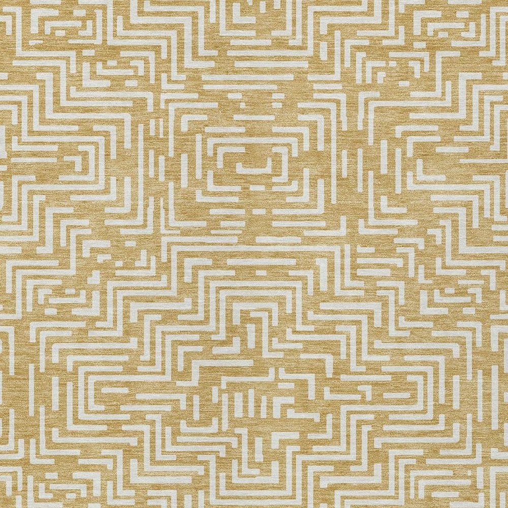 9' X 12' Gold And Brown Geometric Washable Indoor Outdoor Area Rug HomeRoots