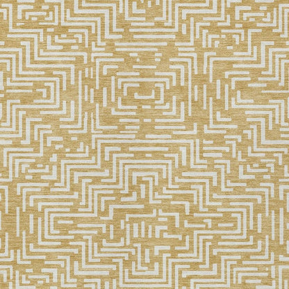 9' X 12' Gold And Brown Geometric Washable Indoor Outdoor Area Rug HomeRoots