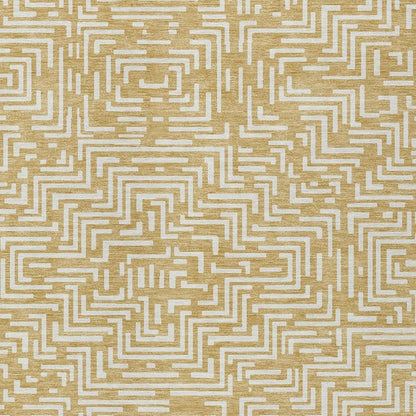 9' X 12' Gold And Brown Geometric Washable Indoor Outdoor Area Rug HomeRoots
