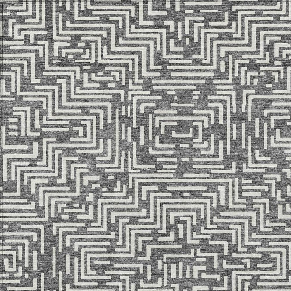 3' X 5' Gray And Brown Geometric Washable Indoor Outdoor Area Rug — view 4
