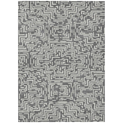 3' X 5' Gray And Brown Geometric Washable Indoor Outdoor Area Rug HomeRoots
