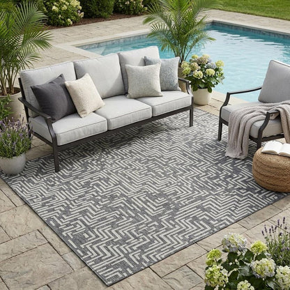 5' X 8' Gray And Brown Geometric Washable Indoor Outdoor Area Rug HomeRoots