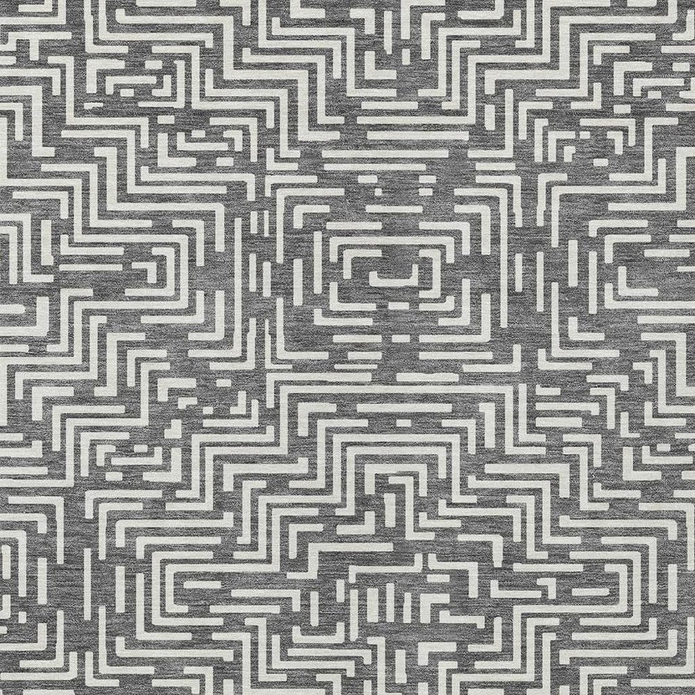 8' X 10' Gray And Brown Geometric Washable Indoor Outdoor Area Rug