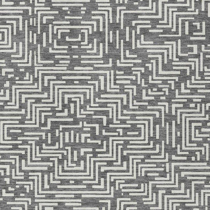 8' X 10' Gray And Brown Geometric Washable Indoor Outdoor Area Rug