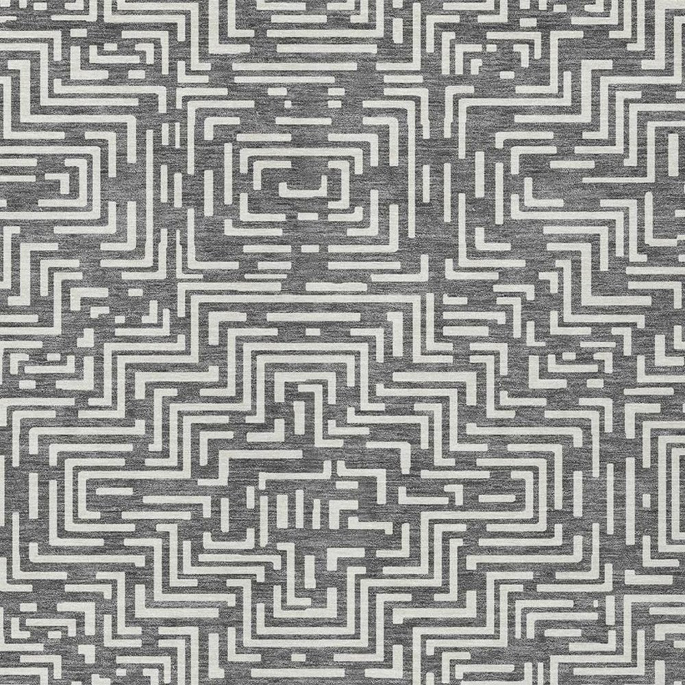 9' X 12' Gray And Brown Geometric Washable Indoor Outdoor Area Rug — view 4