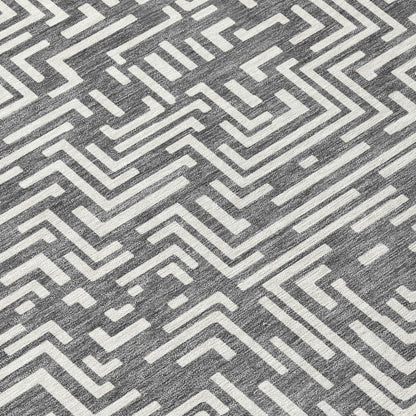 9' X 12' Gray And Brown Geometric Washable Indoor Outdoor Area Rug HomeRoots