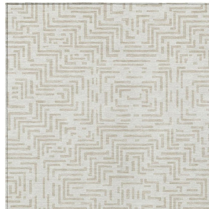 5' X 8' Ivory And Sky Blue Geometric Washable Indoor Outdoor Area Rug HomeRoots
