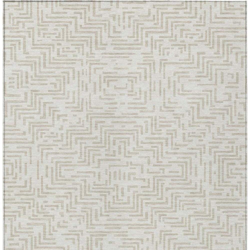 5' X 8' Ivory And Sky Blue Geometric Washable Indoor Outdoor Area Rug — view 5