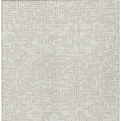 5' X 8' Ivory And Sky Blue Geometric Washable Indoor Outdoor Area Rug HomeRoots