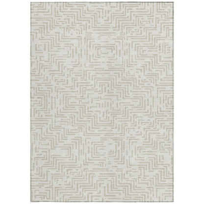5' X 8' Ivory And Sky Blue Geometric Washable Indoor Outdoor Area Rug HomeRoots