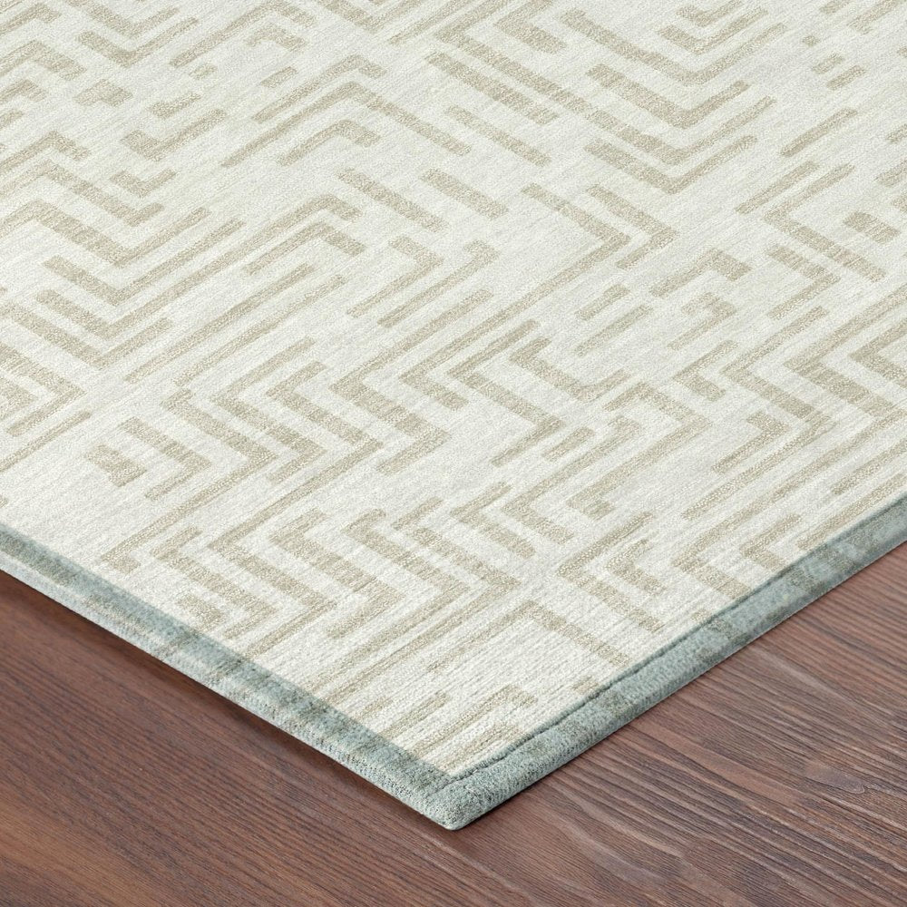 5' X 8' Ivory And Sky Blue Geometric Washable Indoor Outdoor Area Rug — view 2