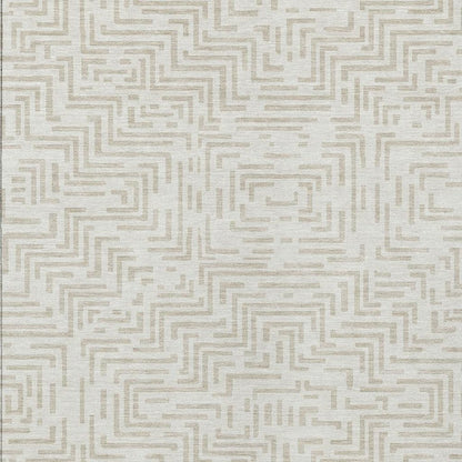 8' X 10' Ivory And Sky Blue Geometric Washable Indoor Outdoor Area Rug