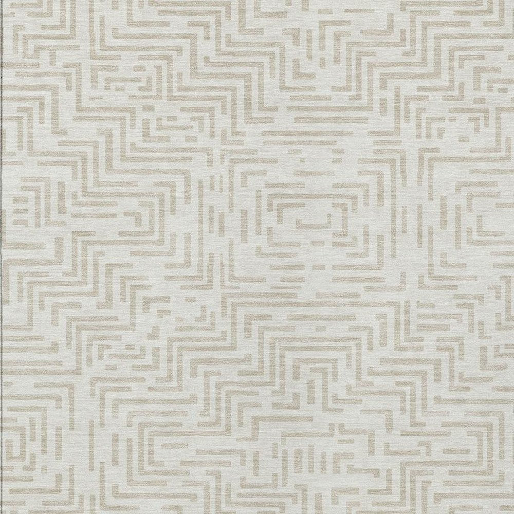 8' X 10' Ivory And Sky Blue Geometric Washable Indoor Outdoor Area Rug HomeRoots