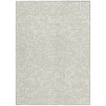 8' X 10' Ivory And Sky Blue Geometric Washable Indoor Outdoor Area Rug HomeRoots