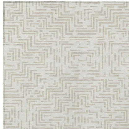 8' X 10' Ivory And Sky Blue Geometric Washable Indoor Outdoor Area Rug HomeRoots