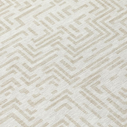 8' X 10' Ivory And Sky Blue Geometric Washable Indoor Outdoor Area Rug
