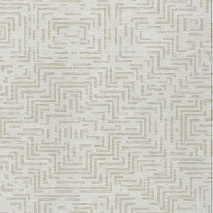 10' X 14' Ivory And Sky Blue Geometric Washable Indoor Outdoor Area Rug HomeRoots