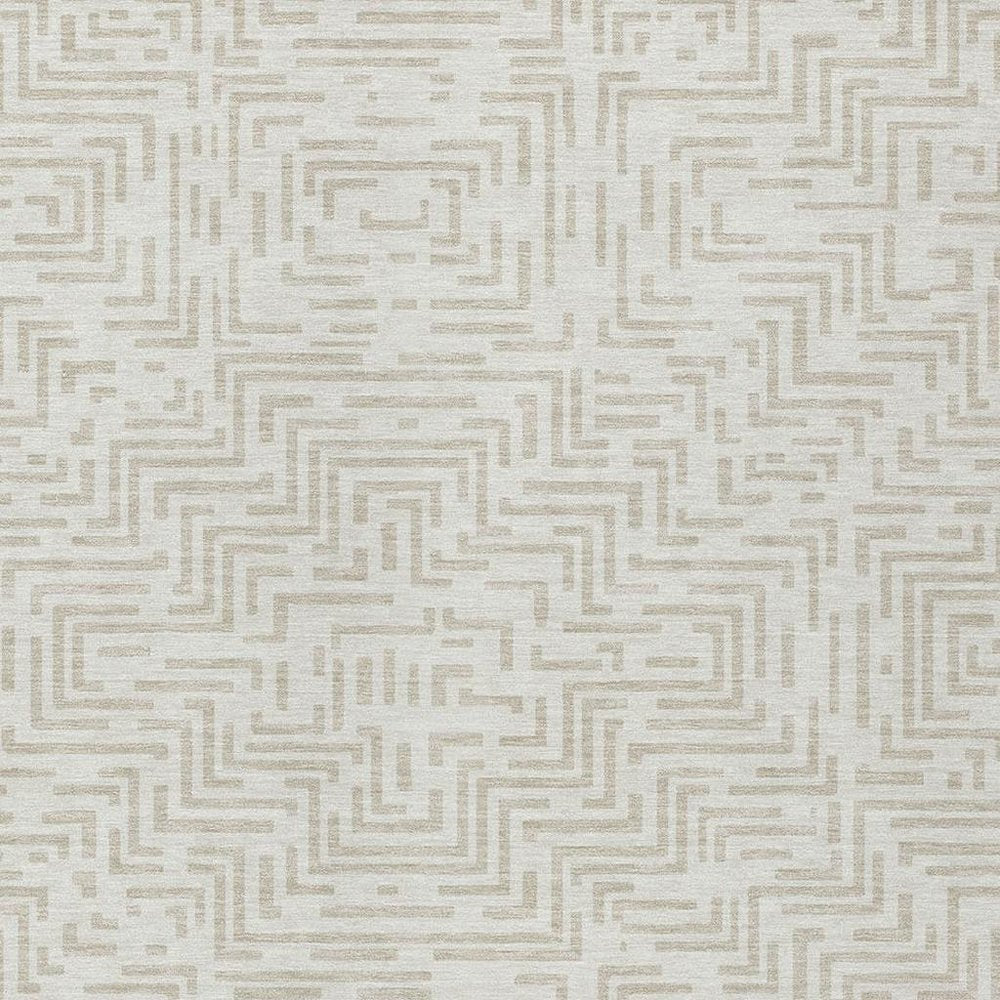10' X 14' Ivory And Sky Blue Geometric Washable Indoor Outdoor Area Rug — view 8