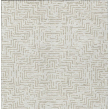 10' X 14' Ivory And Sky Blue Geometric Washable Indoor Outdoor Area Rug HomeRoots