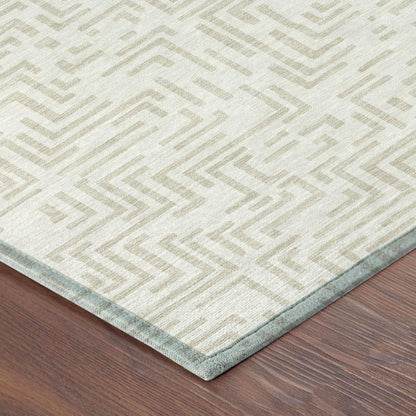 10' X 14' Ivory And Sky Blue Geometric Washable Indoor Outdoor Area Rug HomeRoots