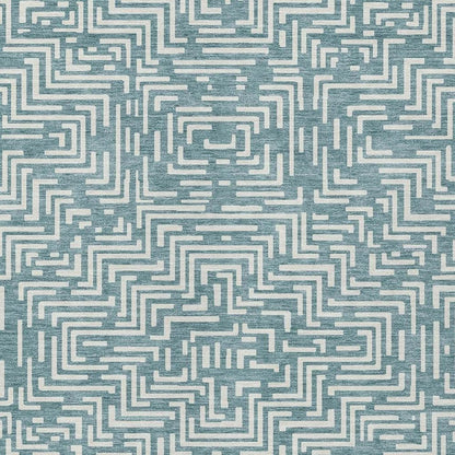 3' X 5' Teal Blue And Ivory Geometric Washable Indoor Outdoor Area Rug HomeRoots