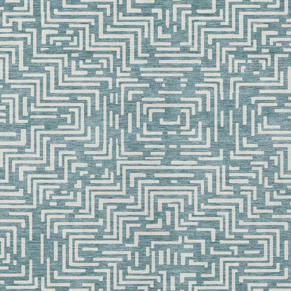 5' X 8' Teal Blue And Ivory Geometric Washable Indoor Outdoor Area Rug HomeRoots