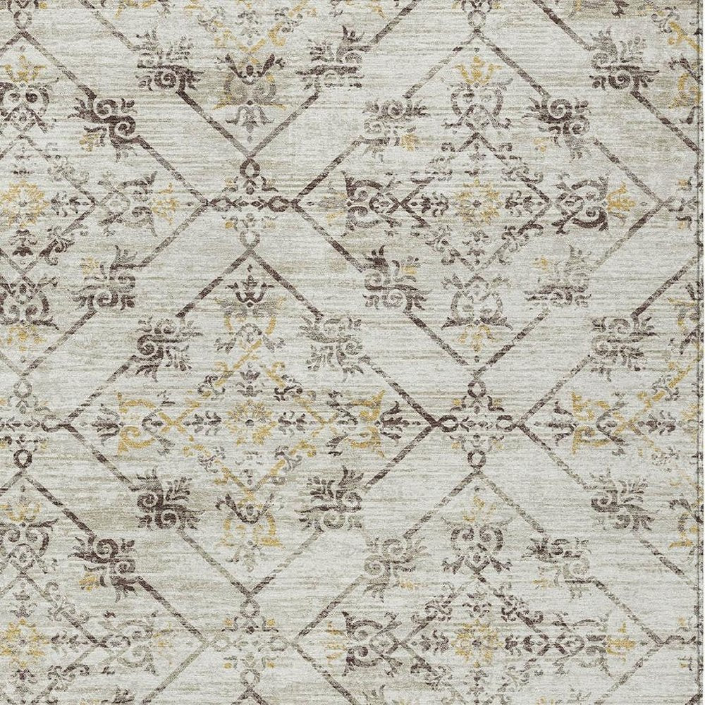 3' X 5' Beige And Sky Blue Geometric Washable Indoor Outdoor Area Rug HomeRoots