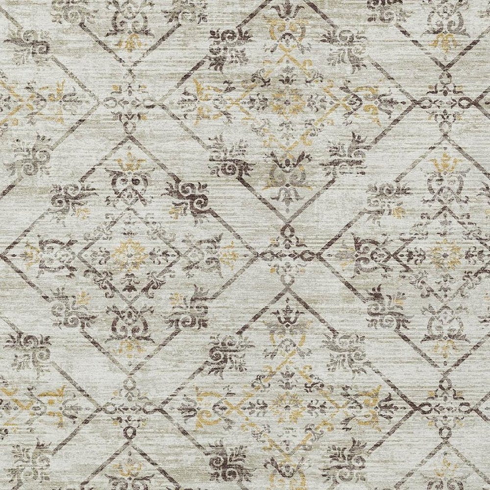 3' X 5' Beige And Sky Blue Geometric Washable Indoor Outdoor Area Rug — view 8