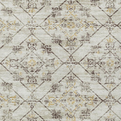 3' X 5' Beige And Sky Blue Geometric Washable Indoor Outdoor Area Rug