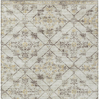 3' X 5' Beige And Sky Blue Geometric Washable Indoor Outdoor Area Rug HomeRoots