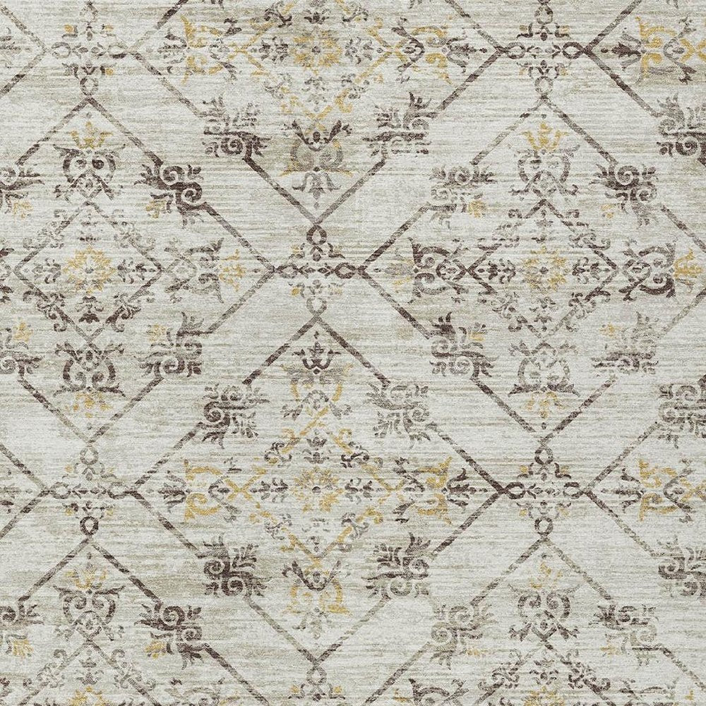 5' X 8' Beige And Sky Blue Geometric Washable Indoor Outdoor Area Rug HomeRoots