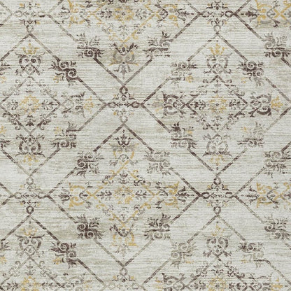 5' X 8' Beige And Sky Blue Geometric Washable Indoor Outdoor Area Rug HomeRoots