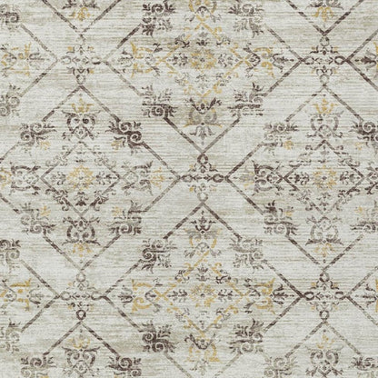 10' X 14' Beige And Sky Blue Geometric Washable Indoor Outdoor Area Rug HomeRoots