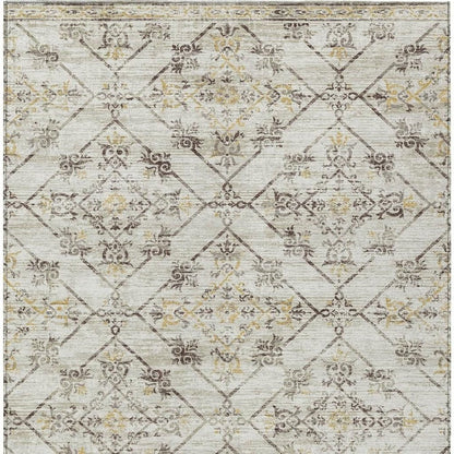 10' X 14' Beige And Sky Blue Geometric Washable Indoor Outdoor Area Rug HomeRoots