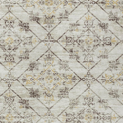 10' X 14' Beige And Sky Blue Geometric Washable Indoor Outdoor Area Rug HomeRoots