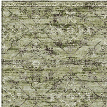 3' X 5' Fern Green And Brown Geometric Washable Indoor Outdoor Area Rug HomeRoots
