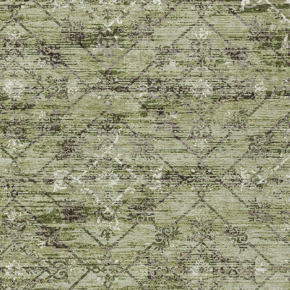 3' X 5' Fern Green And Brown Geometric Washable Indoor Outdoor Area Rug HomeRoots